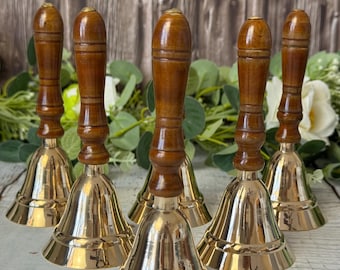 Brass Altar Bell with Wooden Handle - 5.5'' Ritual Bell