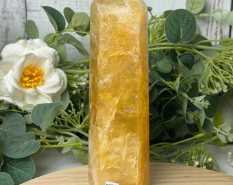 Golden Healer Tower | Yellow Hematoid Quartz | Crown & Solar Plexus Chakra | Manifestation Crystal