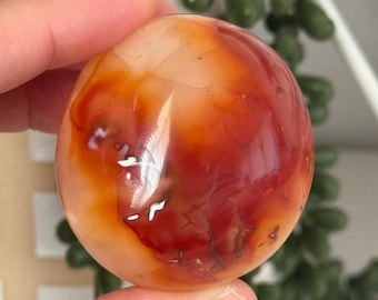 Carnelian Palm Stone | Polished Carnelian Crystal | Motivation, Confidence, Vitality | Root & Sacral Chakra Healing Stone