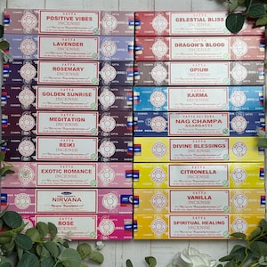 Satya Incense Sticks 15g Box – Authentic Hand-Rolled Indian Incense – Multiple Scents Available | Aromatherapy | Energy Cleansing