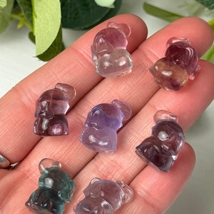 Mini Rainbow Fluorite Elephant Carving: Crystal Figurine (.7&quot;)