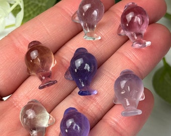 Fluorite Crystal Dolphin Mini Carving | Rainbow Fluorite Sea Animal