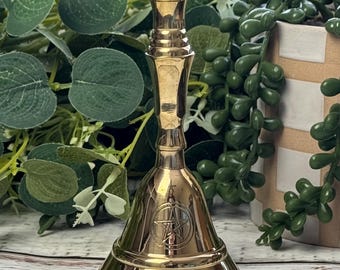 Pentacle Brass Altar Bell - 5" Pentagram Engraved