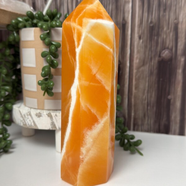 Orange Calcite Tower ~ Crystals & Stones ~ Decor ~ Home Accents ~ Meditation