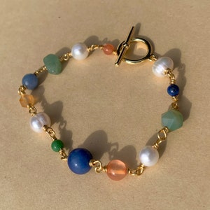 Handmade Pearl Bracelet, Colorful Statement Jewelry