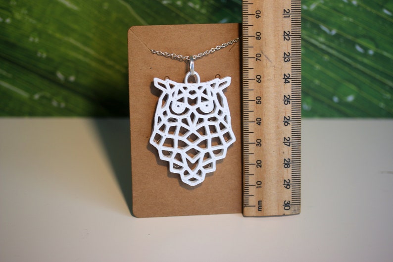 Geometric Cut Out Origami Style Necklace 3D Printed OWL