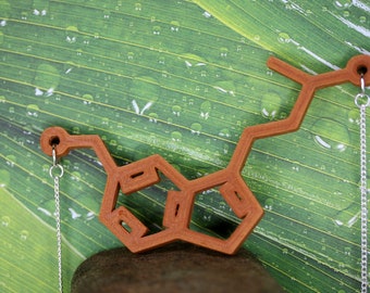 DMT 3D Printed Molecule Jewellery Necklace Earrings Science Gift Geek Gift wood