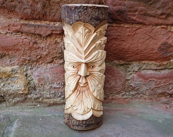 Handmade Greenman Woodcarving suitable for indoor or outdoor decoration (30cm).