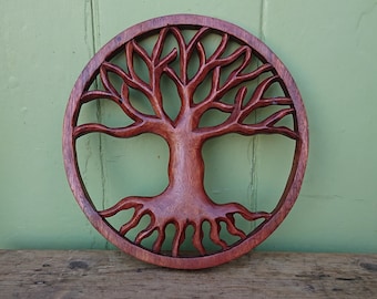 Handmade Reclaimed Mahogany Tree of Life Wall Hanging