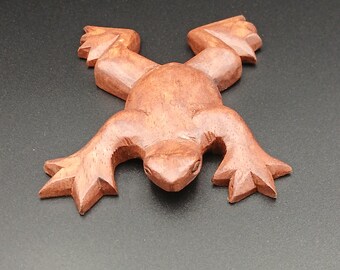 Adorable Wooden Frog. Handcarved,sanded and polished to a high standard with lots of detail and a princess charming  smile (12x9cm)