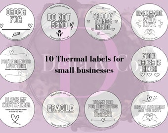 Round Thermal Printer Label Bundle, 2" Thermal Sticker Designs PNG for Small Business Owners, Mail Packaging Labels for Thermal Printer