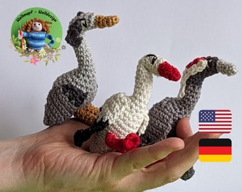 Stork Gray Heron Crane - 3in1 crochet pattern