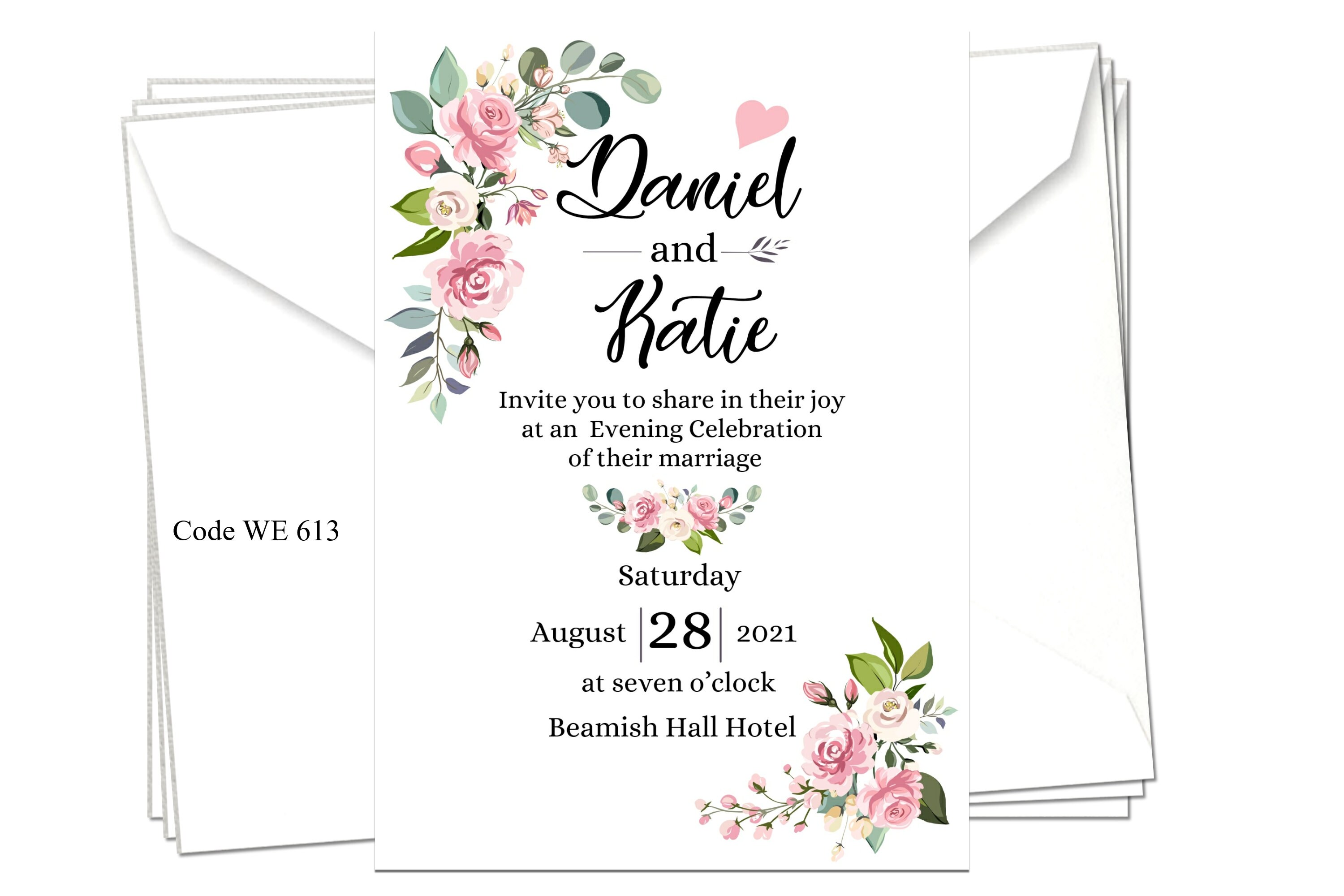 Boda o cena recepción personalizada invitaciones florales Etsy