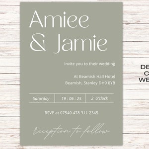 Sage Wedding Invitation Cards A6 Postcard SizeWith Free Envelopes Green Leaves Wedding Stationery Digitally Printed image 8