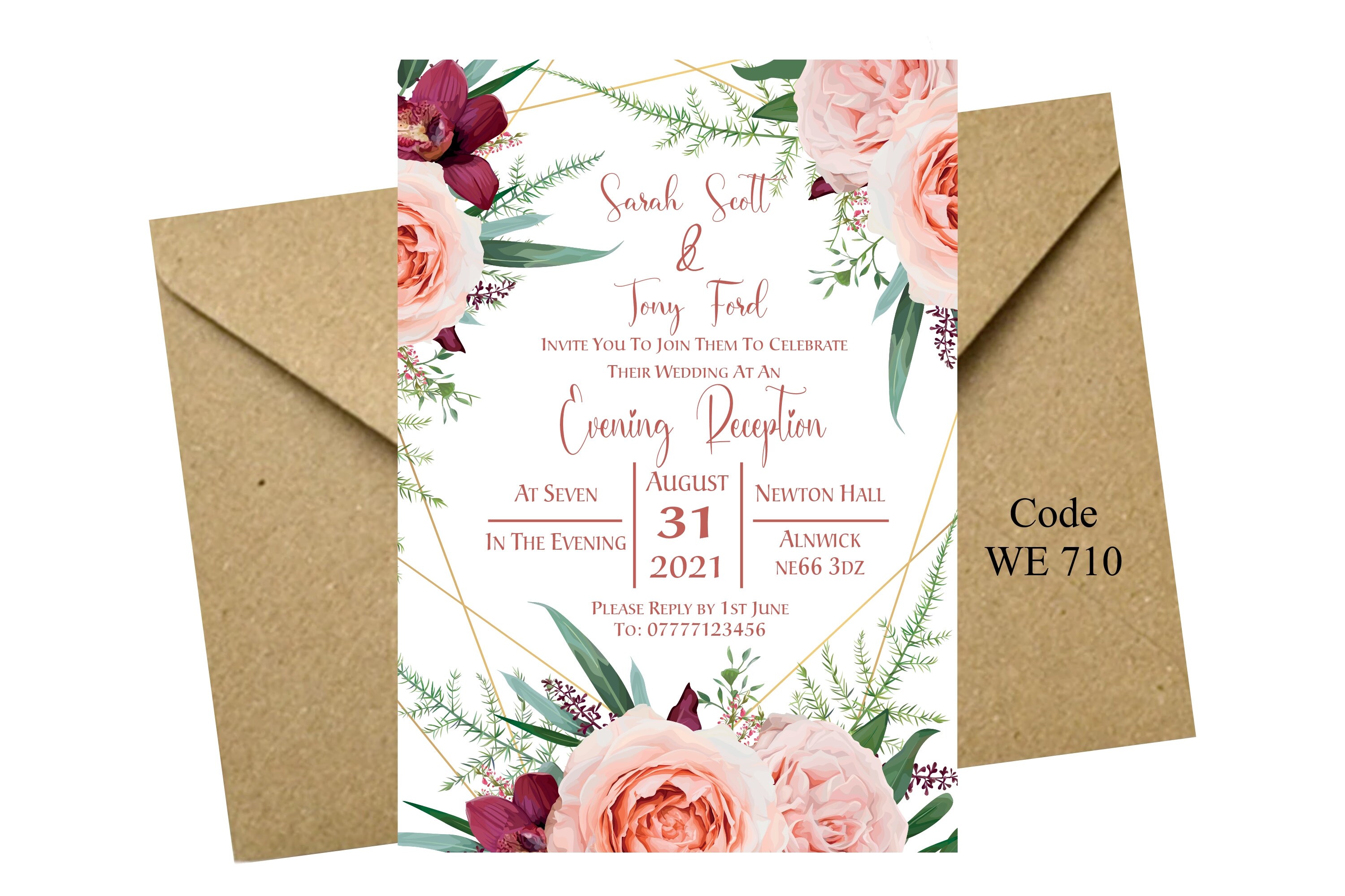 Ceremonia de boda y recepción nocturna Invitaciones Etsy España