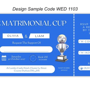 Cartes dinvitation personnalisées de style billet de football de mariage Papeterie de mariage Invitations sur le thème du sport Imprimé numérique image 4