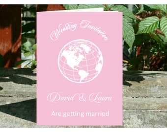 Invitation de passeport de mariage 4 page Invitation de mariage de voyage plié invitent la plage tropicale de destination d’outre-mer se mariant à l’étranger