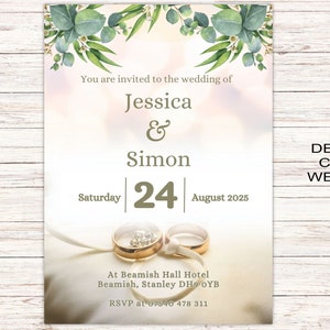 Sage Wedding Invitation Cards A6 Postcard SizeWith Free Envelopes Green Leaves Wedding Stationery Digitally Printed image 9