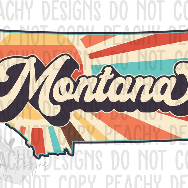 Retro Montana Png, Montana png, Montana Clipart, Sublimation designs, DTG, Montana Sublimation Design, States Clipart, Vintage Montana