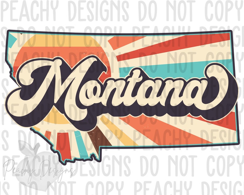 Retro Montana Png, Montana png, Montana Clipart, Sublimation designs, DTG, Montana Sublimation Design, States Clipart, Vintage Montana image 1