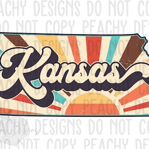 Retro Kansas Png, Kansas State png, KS Clipart, Sublimation designs, DTG, Kansas Sublimation Design, States Clipart, Vintage Kansas