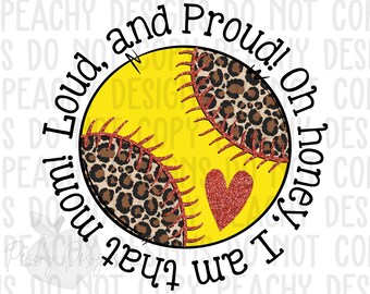 Softball Mom Png, Leopard Softball Png, Softball png, Digital Download, Love Softball, Softball red glitter, Cute Softball heart design, DTG