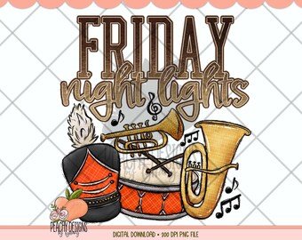 Friday Night Lights png, Football clipart, Marching Band, Football Sublimation, Digital Download, Orange, Highschool Football