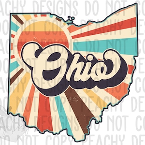 Retro Ohio Png, Ohio State png, Ohio Clipart, Sublimation designs, DTG, Ohio Sublimation Design, States Clipart, Vintage Ohio