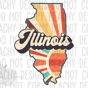 Retro Illinois Png, Illinois State png, Illinois Clipart, Sublimation designs, Illinois Sublimation Design, States Clipart, Vintage Illinois