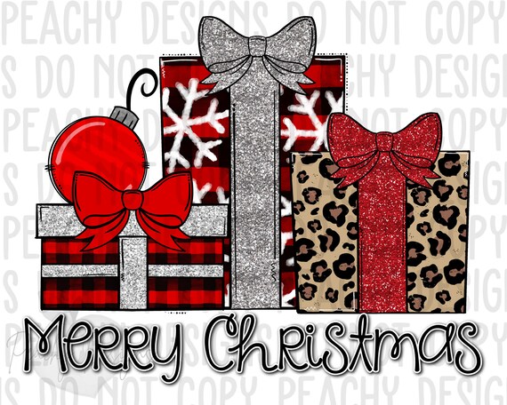 Merry Christmas PNG, Christmas Packages, Digital Download Design, DTG, Christmas Presents Sublimation, Xmas Design, Christmas PNG