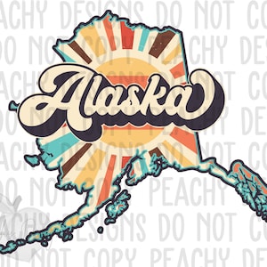 Retro Alaska Png, Alaska State png, Alaska Clipart, Sublimation designs, DTG, Alaska Sublimation Design, States Clipart, Vintage Alaska