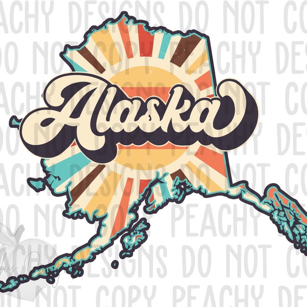 Retro Alaska Png, Alaska State png, Alaska Clipart, Sublimation designs, DTG, Alaska Sublimation Design, States Clipart, Vintage Alaska