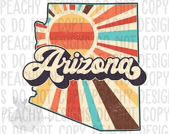 Retro Arizona Png, Arizona State png, Arizona Clipart, Sublimation designs, DTG, Arizona Sublimation Design, States Clipart, Vintage Arizona