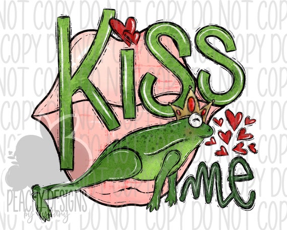 Kiss Me Frog PNG, Valentine's Day PNG, Hand drawn graphic, sublimation designs, sublimation downloads, Heart, Prince, Love, Valentine