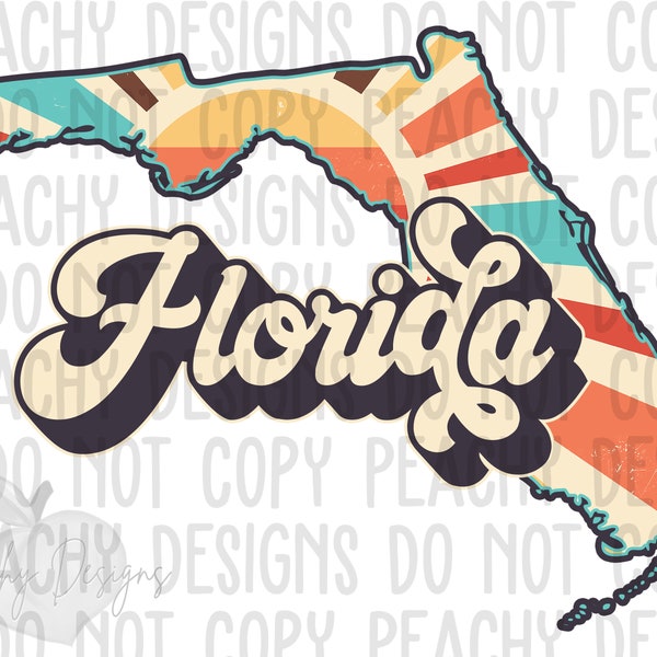 Retro Florida Png, Florida State, FL Clipart, Sublimation designs, Florida Sublimation Design, States Clipart, Vintage Florida