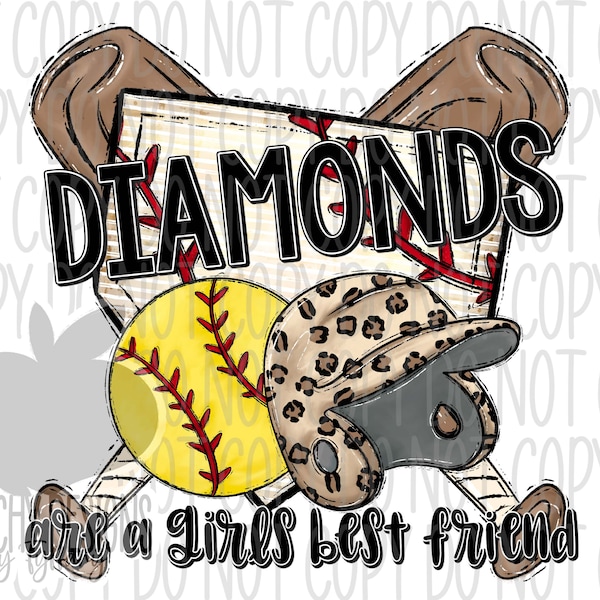 Diamonds are a girls best friend png, Softball clipart, Softball Sublimation, Digital Download, Softball Mom, Cute Softball, DTG, bats