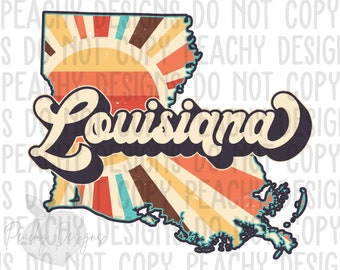 Retro Luisiana Png, Estado de Luisiana png, LA Clipart, Diseños de sublimación, Diseño de sublimación de Luisiana, Imágenes Prediseñadas de los Estados, Luisiana vintage