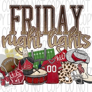 Friday Night Lights png, Football clipart, Band, Cheer, Drill Team, Football Sublimation, Digital Download, Red Team, High school Football