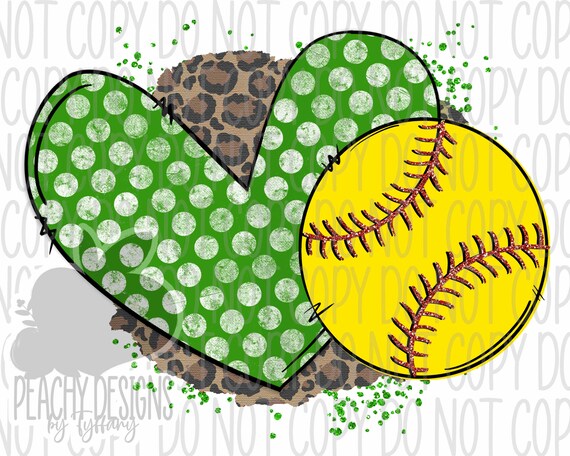 Leopard Softball Heart Leopard Softball Heart