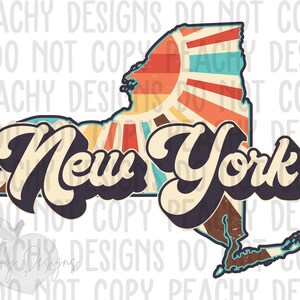 Retro New York Png, New York State png, New York Clipart, Sublimation designs, New York Sublimation Design, States Clipart, Vintage New York