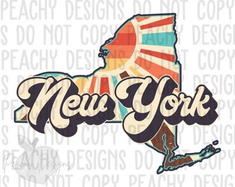 Retro Nueva York Png, Estado de Nueva York png, Imágenes Prediseñadas de Nueva York, Diseños de sublimación, Diseño de sublimación de Nueva York, Imágenes Prediseñadas de Estados, Vintage Nueva York
