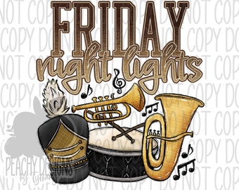 Friday Night Lights png, Football clipart, Marching Band, Football Sublimation, Digital Download, Gold, Highschool Football