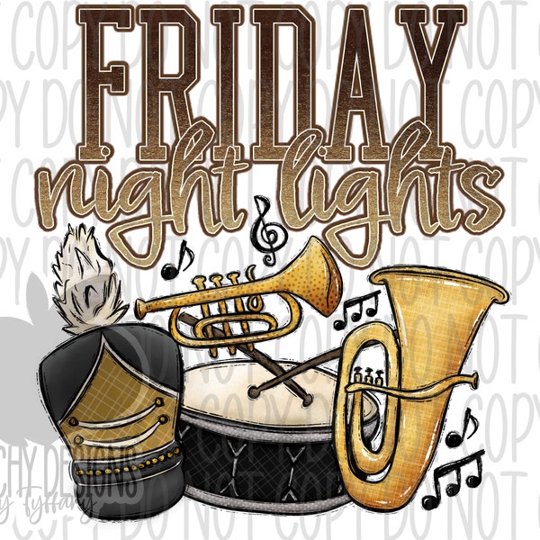 Friday Night Lights png, Football clipart, Marching Band, Football Sublimation, Digital Download, Gold, Highschool Football