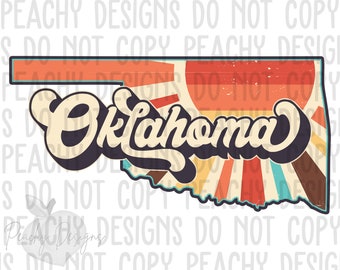 Retro Oklahoma Png, Oklahoma State, OK Clipart, Sublimation designs, Oklahoma Sublimation Design, States Clipart, Vintage Oklahoma