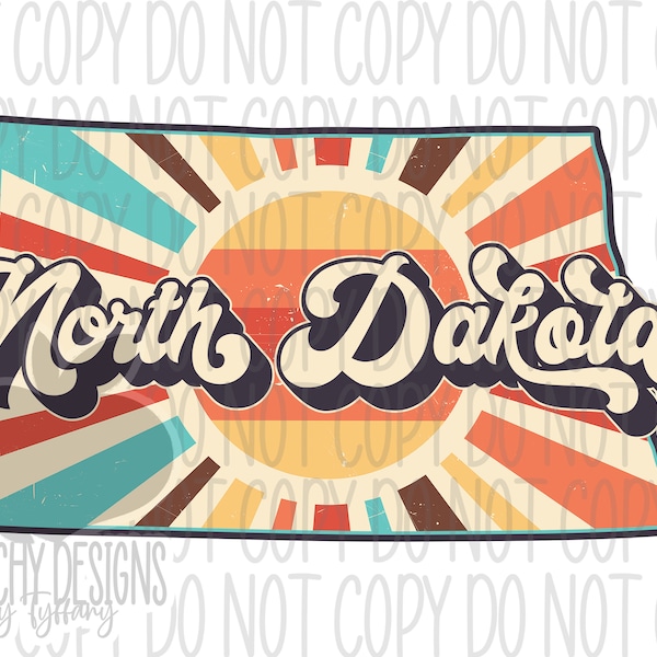 Retro North Dakota Png, North Dakota State png, ND Clipart, Sublimation designs, North Dakota Sublimation Design, States Clipart, Vintage ND