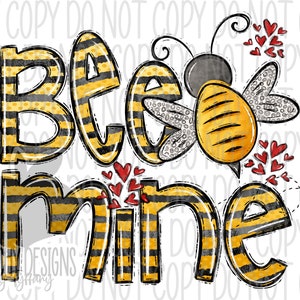 Bee Mine PNG, abeille de la Saint-Valentin, graphique dessiné à la main, conceptions de sublimation, téléchargements de sublimation, amour, valentine, abeille avec des coeurs