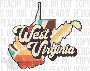 Retro West Virginia Png, West Virginia State png, WV Clipart, sublimatie ontwerpen, West Virginia States Clipart, Vintage West Virginia
