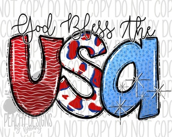 God bless the USA png, July 4th sublimation, Patriotic, American Flag, memorial day clipart, digital download, forth of July America