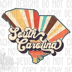 Retro South Carolina Png, South Carolina png, SC Clipart, Sublimation designs, DTG, States Clipart, Vintage SC