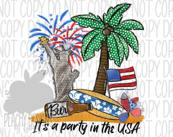 Party in the USA png, Funny July 4th sublimation, Patriotic, Freedom design, memorial day clipart, digital download, forth of July, beer